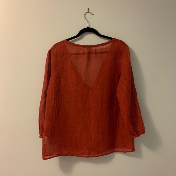 Eileen Fisher Linen Peasant Blouse Size M - Picture 2 of 8
